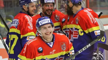 Radující se hokejisté Českých Budějovic