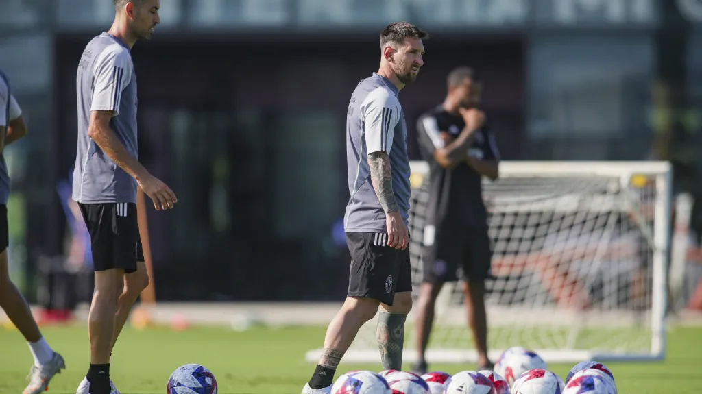 Lionel Messi a Sergio Busquets na tréninku Interu Miami