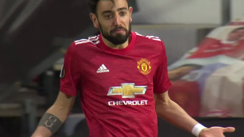 Gól v utkání Manchester United - AS Řím: Fernandes - 1:0 (9. min.)