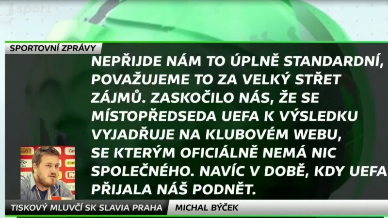 Slavia podala po odvetě s Kyjevem protest k disciplinární komisi UEFA