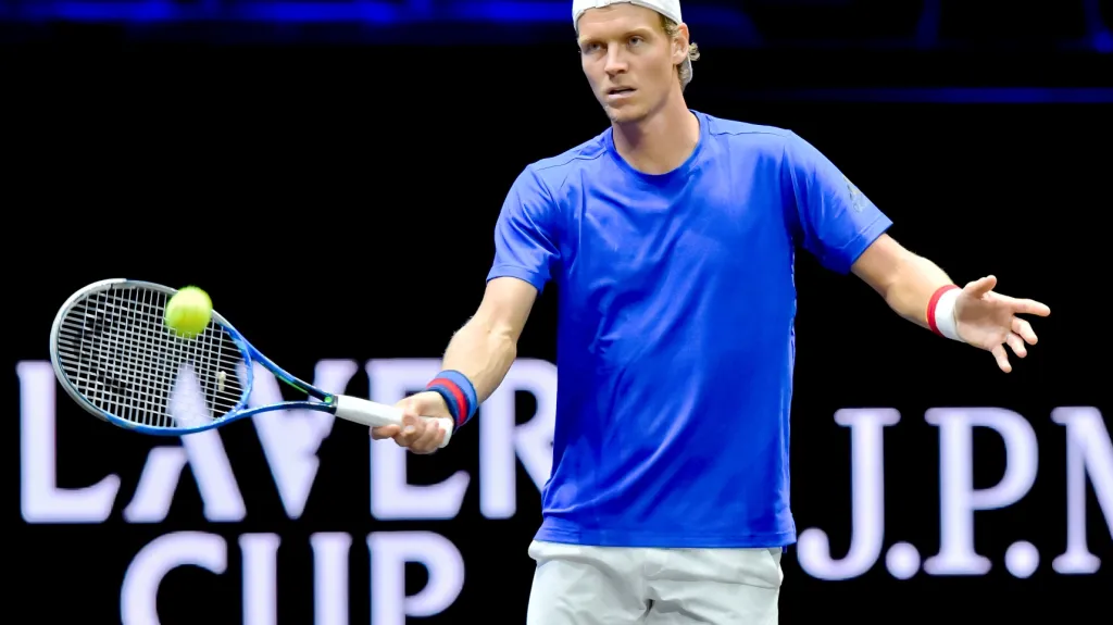 Tomáš Berdych na tréninku před Laver Cupem