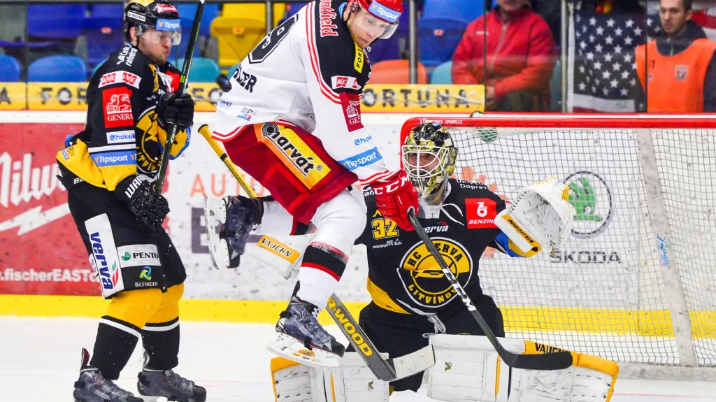 Brankář Jaroslav Janus v dresu Litvínova