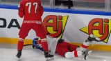 Moment v utkání Bělorusko - Česko: Zranění Nestrašila