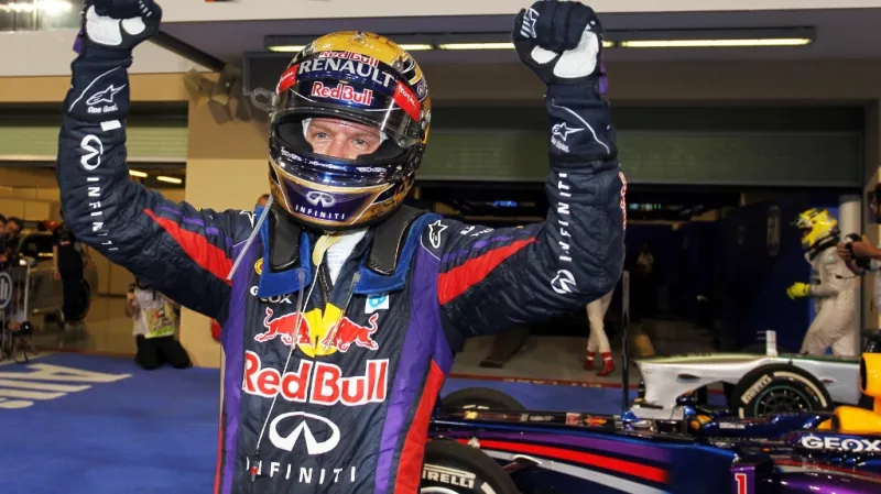 Radující se Sebastian Vettel