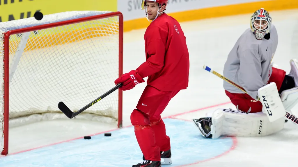 Pavel Dacjuk na tréninku ruské reprezentace