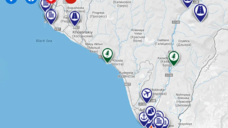 Navalného mapa korupčních praktik v Soči