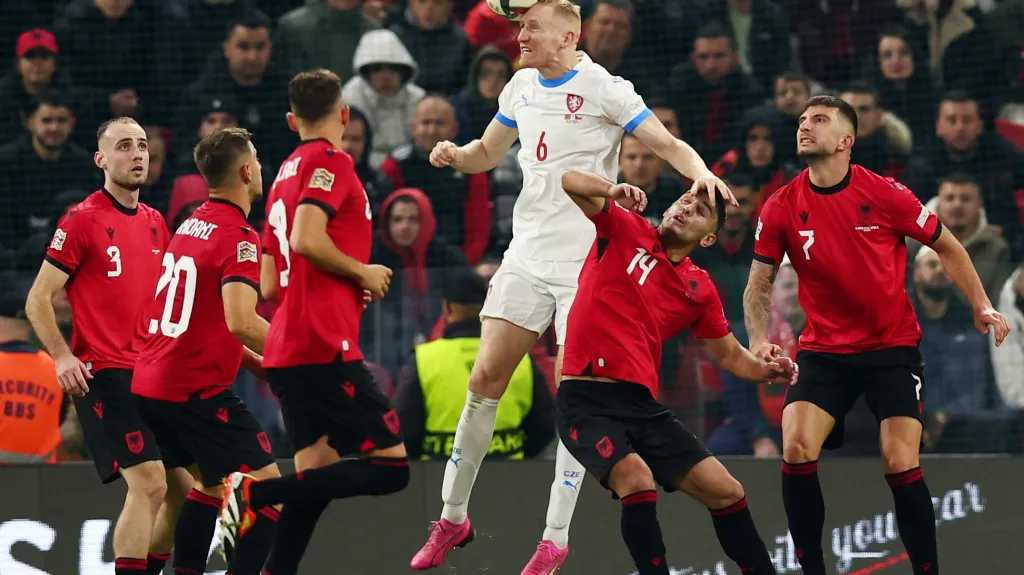 Václav Jemelka v zápase s Albánií