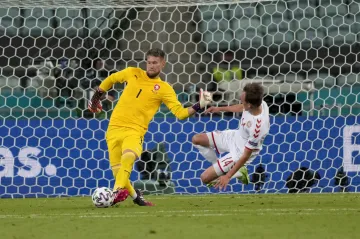 Tomáš Vaclík v utkání s Dánskem