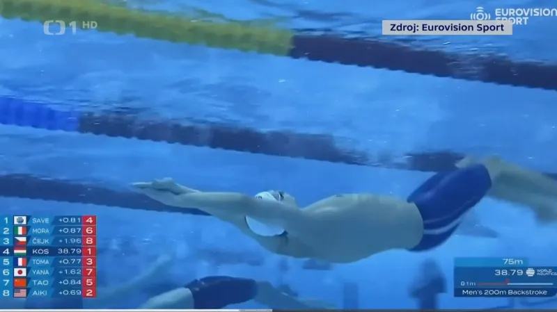 Čejka si doplaval pro osmé místo na 200 metrů znak