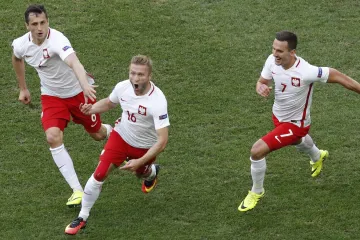 Blaszczykowski se raduje z branky do sítě Ukrajiny