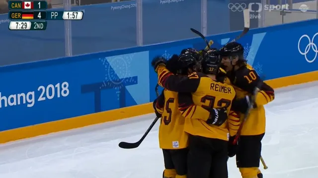 Gól v utkání Kanada - Německo: Hager - 1:4 (33. min.)