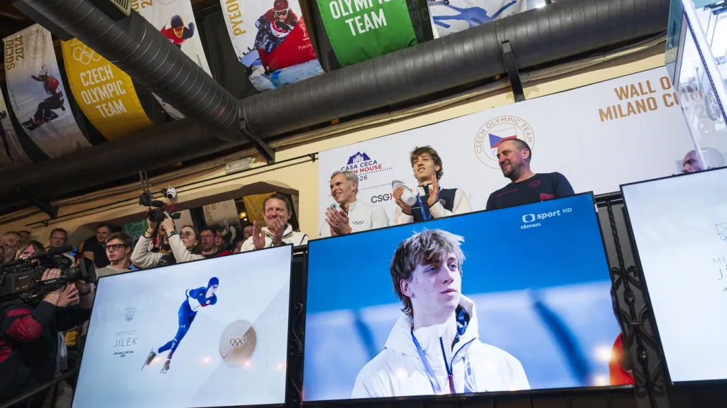 Jiří Kejval při oslavách olympijské medaile Metoděje Jílka