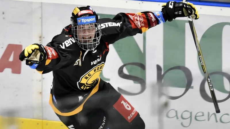 Jan Myšák se raduje z branky ještě v dresu Litvínova