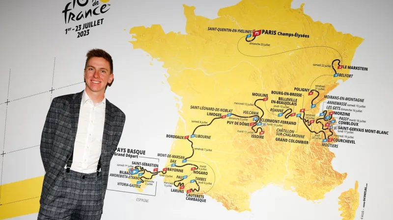 Tadej Pogačar v listopadu na prezentaci Tour de France 2023