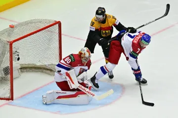 Brankář Daniel Vladař v utkání proti Německu