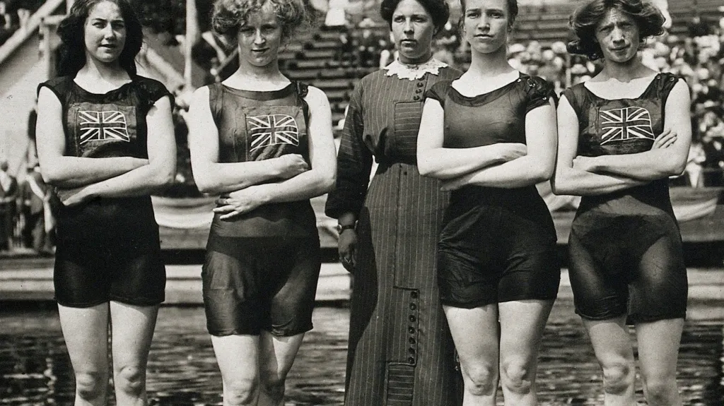 Britský ženský plavecký tým na olympiádě v roce 1912