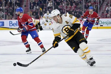 David Pastrňák v utkání s Montrealem