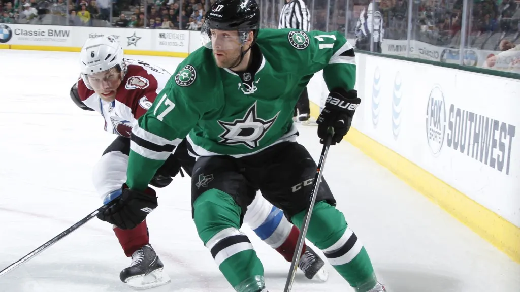 Rich Peverley v dresu Dallas Stars