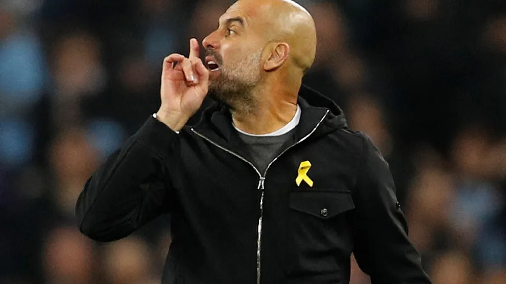 Rozzlobený kouč Manchesteru City Pep Guardiola
