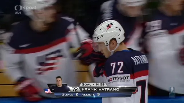 Gól v utkání Rusko - USA: Vatrano - 4:1 (35. min.)