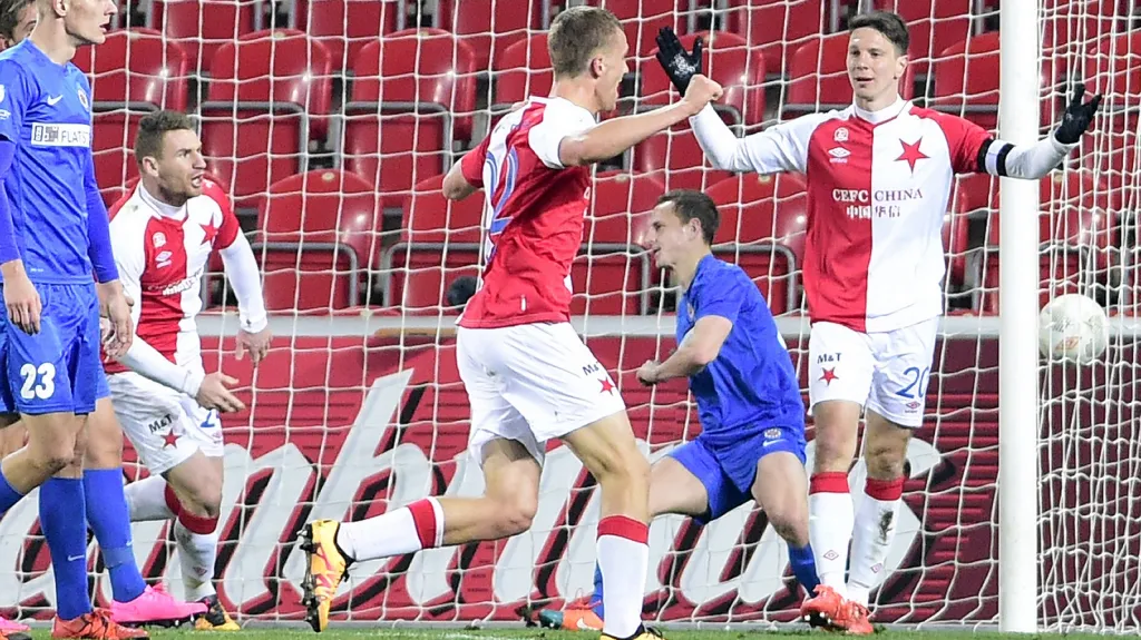 Radost fotbalistů Slavie