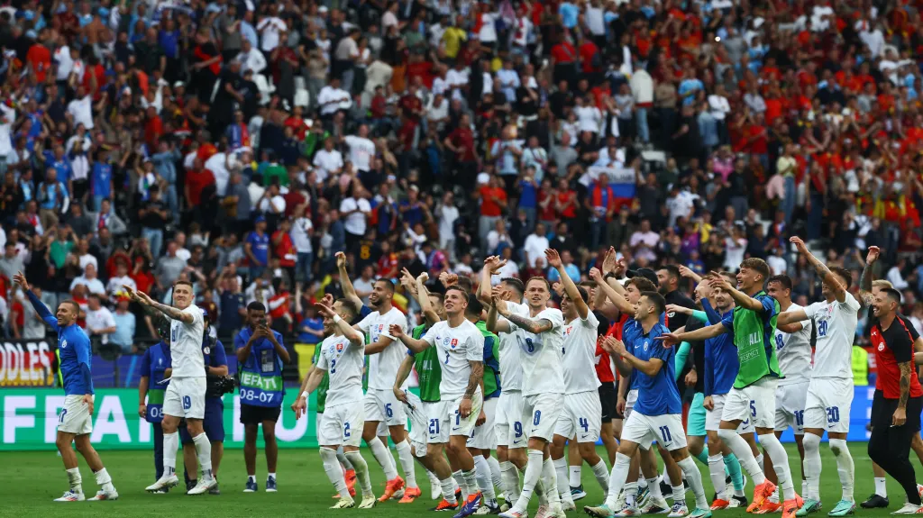 Slovenské oslavy po zápase s Belgií 