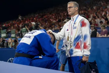 Lukáš Krpálek a jeho trenér Petr Lacina