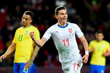 David Pavelka se raduje z gólu v síti Brazílie