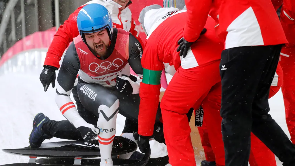 Radost rakouského sáňkaře Davida Gleirschera