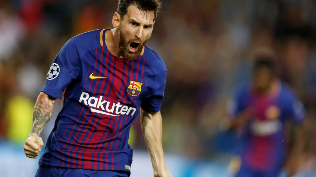 Lionel Messi se raduje z gólu v Lize mistrů