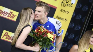Marcel Kittel na pódiu po 10. etapě