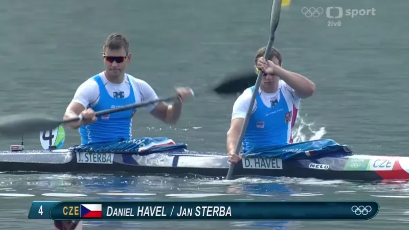 Český deblkajak ve finále B na 1000 metrů v kategorii K2