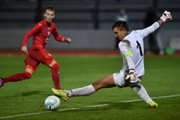 Václav Černý střílí gól proti Moldavsku