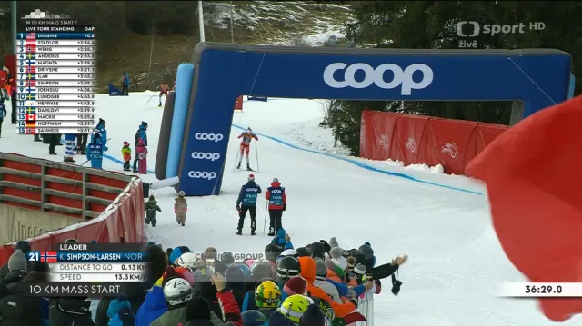 Dojezd závěrečné etapy běžkařek na Tour de Ski