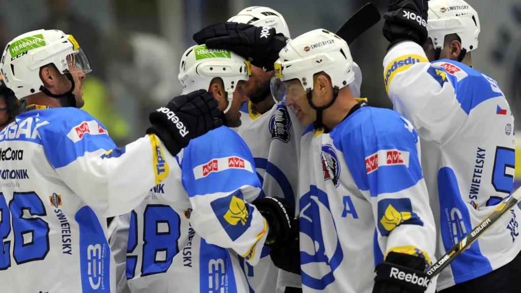 Radující se hráči Plzně