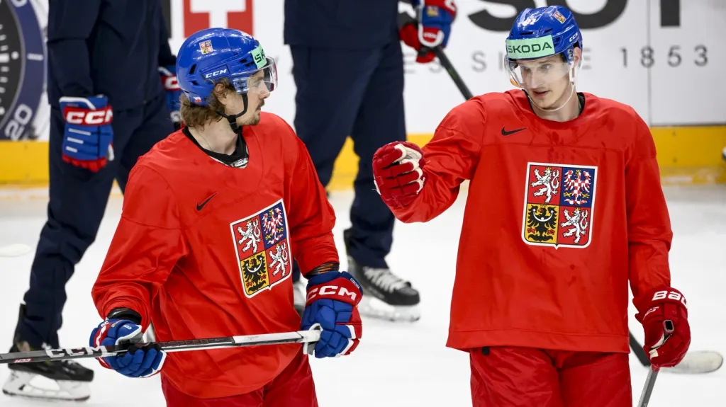 Dominik Kubalík s Davidem Tomáškem