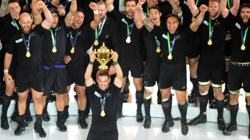 Závěrečný ceremoniál a vítězné oslavy po finále Nový Zéland - Austrálie