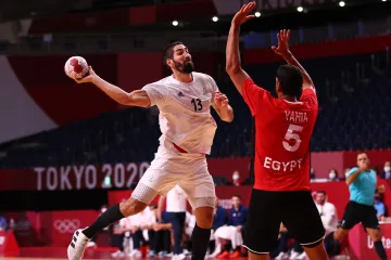 Nikola Karabatic v utkání s Egyptem