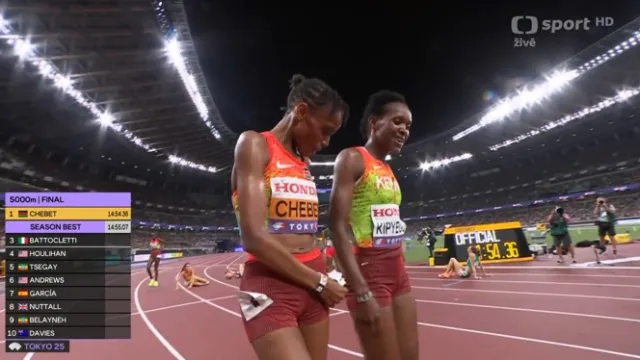 Souboj Chebtová vs. Kipyegonová v závěru závodu na 5000 m