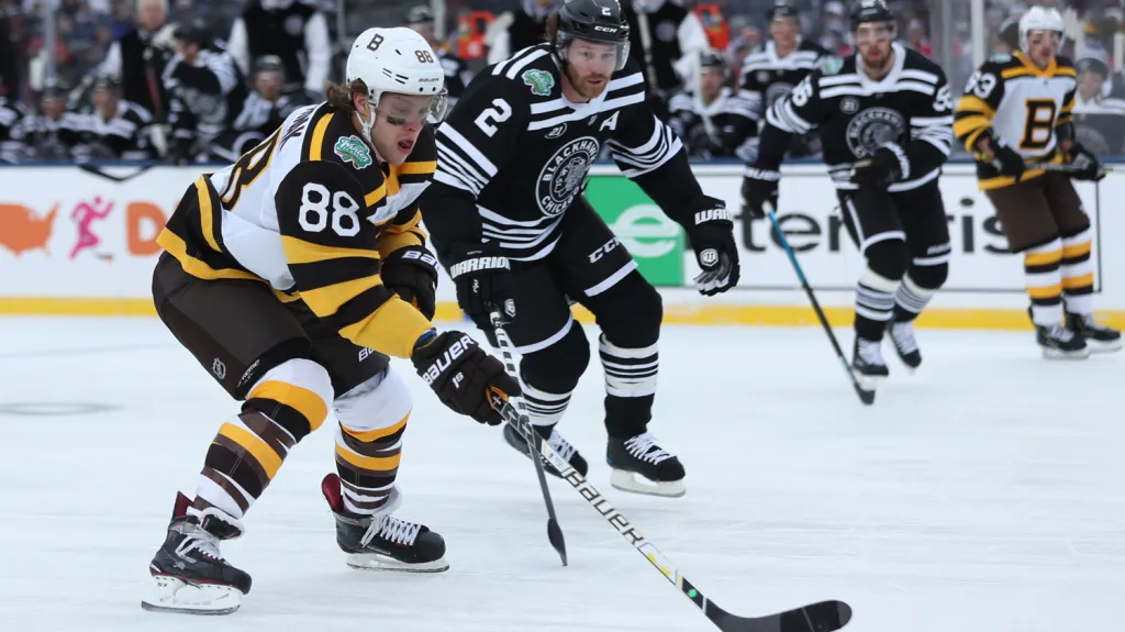 David Pastrňák ve Winter Classic