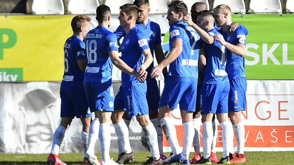 Liberečtí hráči se radují z gólu