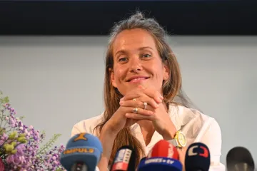 Barbora Strýcová na tiskové konferenci