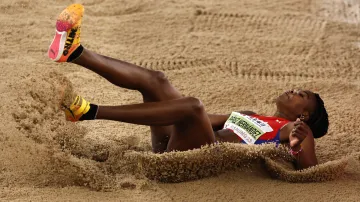 Vítězný pokus Leyanis Pérezové Hernándezové v trojskoku