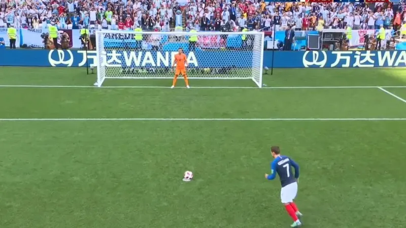 Gól v utkání Francie - Argentina: Griezmann z pen. - 1:0 (13. min.)