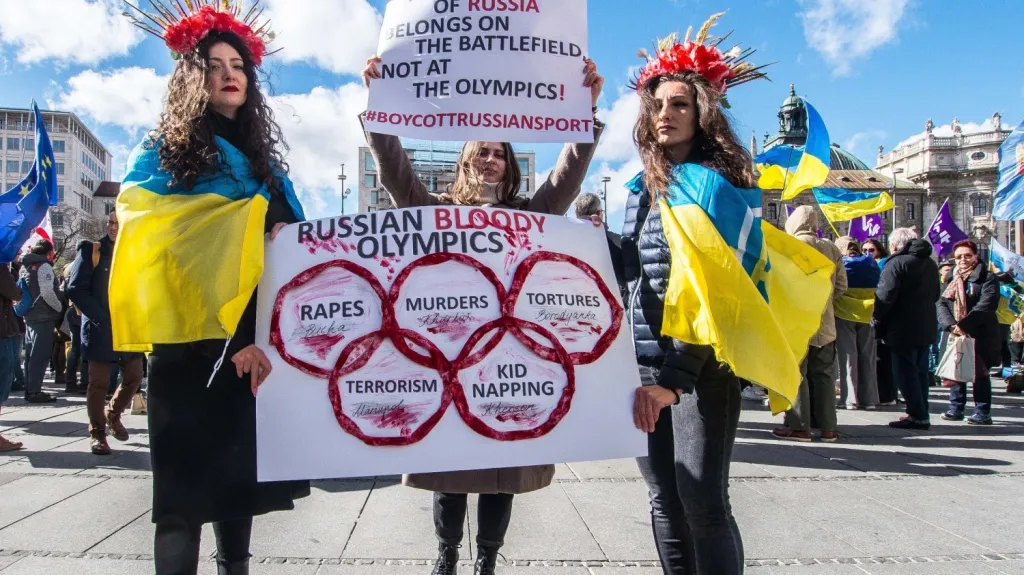 Demonstrace proti účasti ruských sportovců na olympiádě