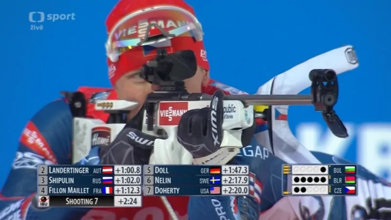 Sestřih štafetového závodu biatlonistů v Ruhpoldingu