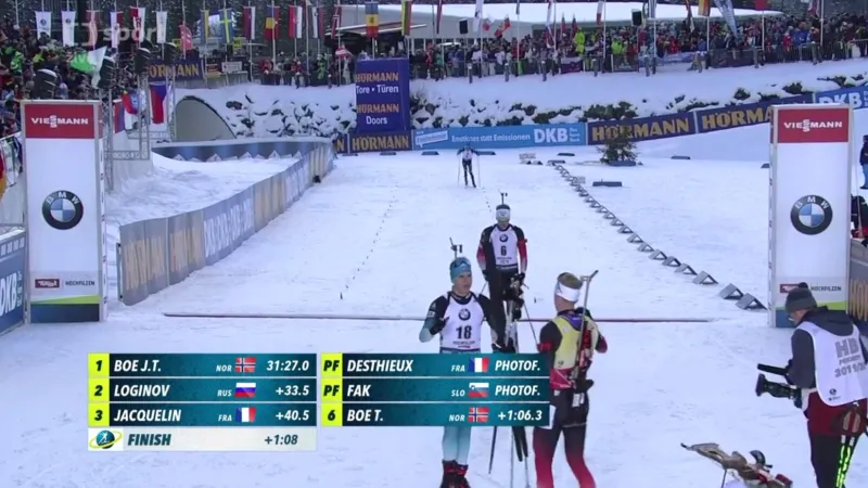 Sestřih stíhacího závodu biatlonistů v Hochfilzenu