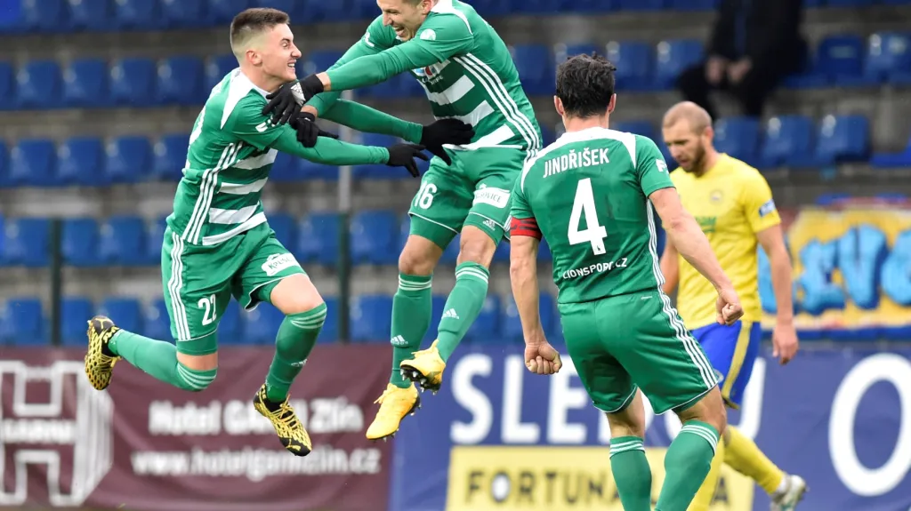 Slavící Bohemians 1905 se radují z gólu Zlína