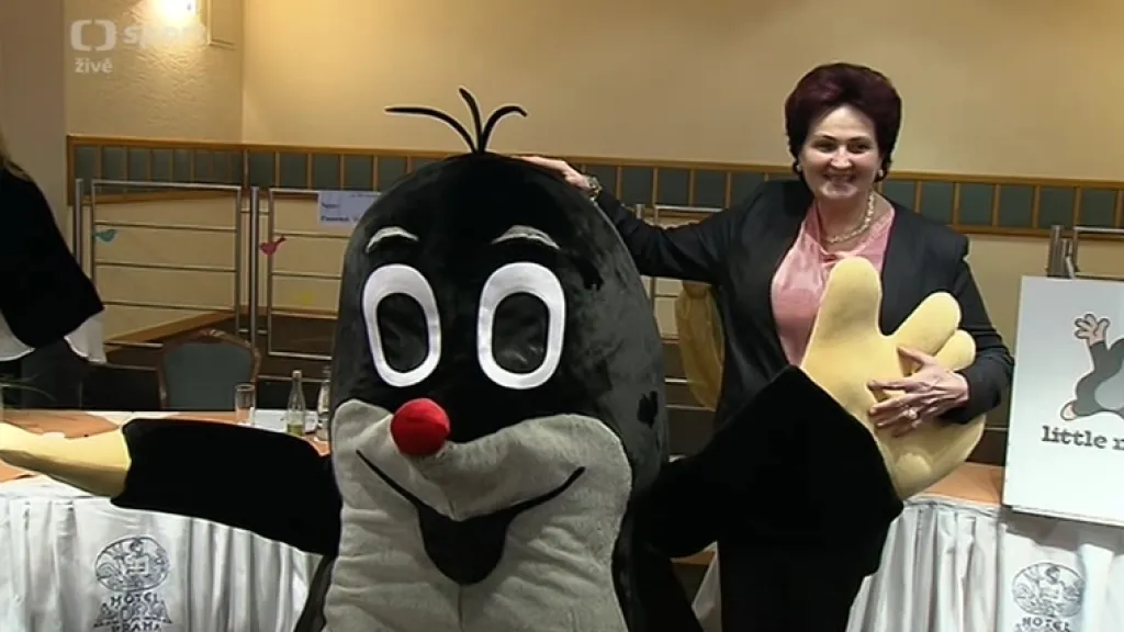 Maskotem HME v Praze je Krteček