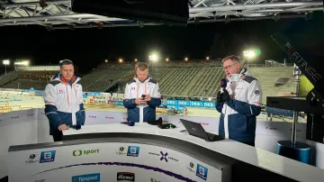 Ivan Masařík, Vlastimil Vávra a Petr Kubásek ve studiu ČT na MS v biatlonu